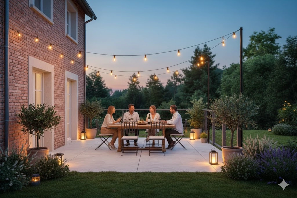 Aménagement de luminaire pour terrasses et jardins - omniservici paysagisme