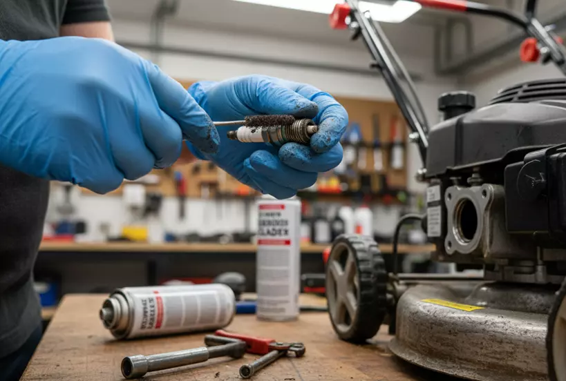 nettoyage bougie de tondeuse à gazon - OmniServici